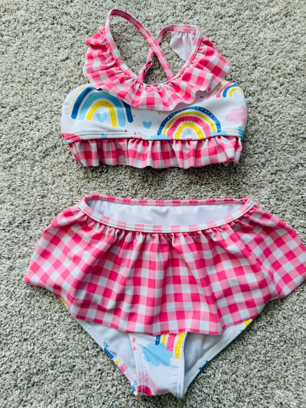 The cutest bikini by Marie Nicole size 2T.  Pilling on bottom but very wearable.